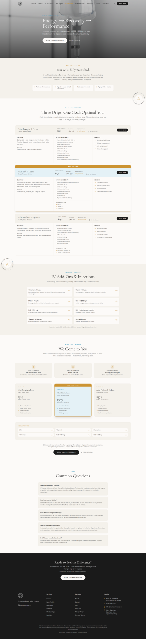 Afuri IV therapy page